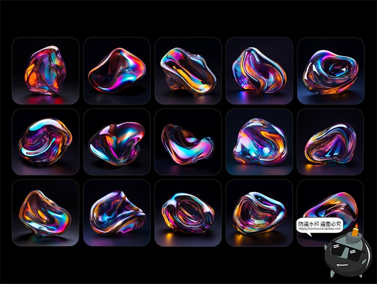 图片[3]-梦幻光泽流体渐变炫彩科幻宝石矿石水晶背景PNG免抠高清图片素材-设计猿