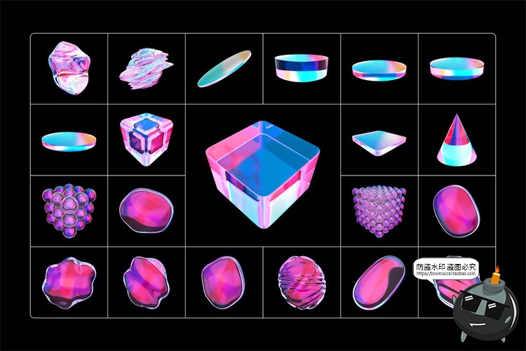图片[3]-科幻3D艺术玻璃水晶抽象几何晶体渐变海报创意PNG免抠高清图素材-设计猿