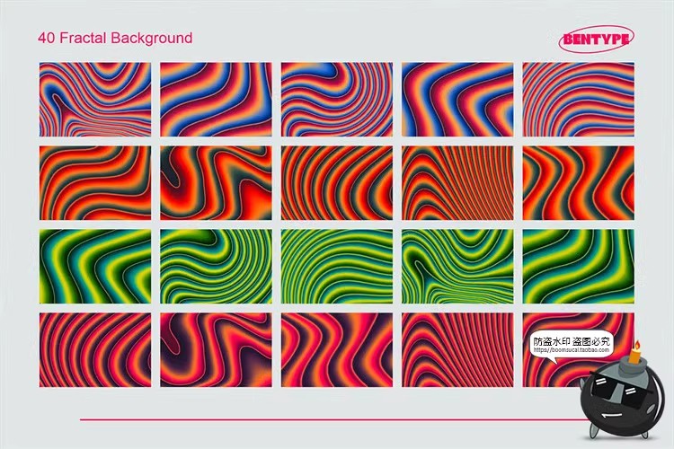 图片[2]-复古抽象艺术颗粒噪音半调风格扭曲纹路分形纹理背景JPG图片素材-设计猿