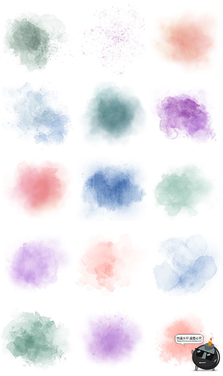 图片[2]-水彩清新森系油墨晕染污渍水洗效果背景底纹纹理PNG免抠图片素材-设计猿