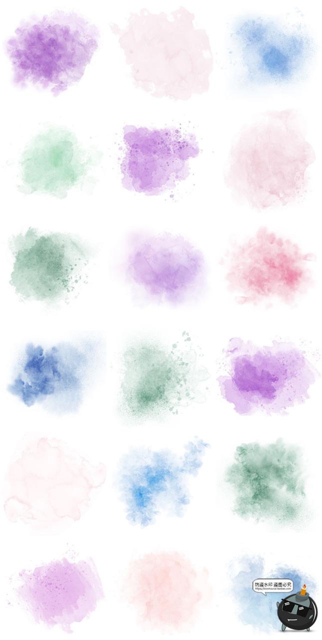图片[3]-水彩清新森系油墨晕染污渍水洗效果背景底纹纹理PNG免抠图片素材-设计猿