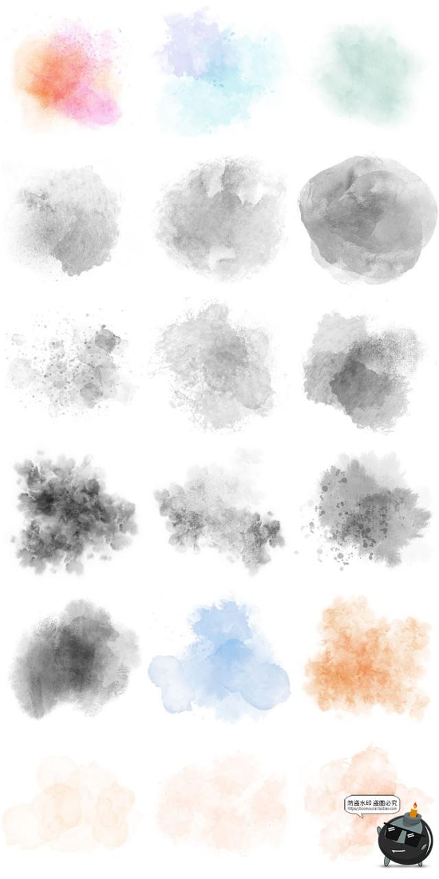图片[5]-水彩清新森系油墨晕染污渍水洗效果背景底纹纹理PNG免抠图片素材-设计猿