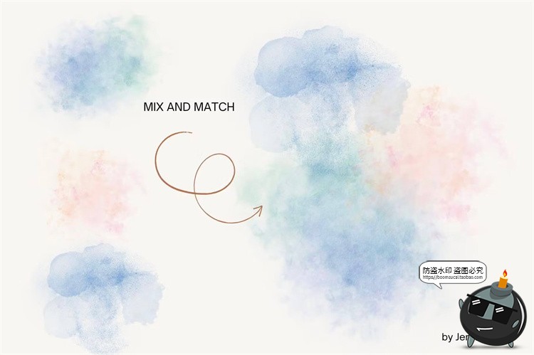 图片[8]-水彩清新森系油墨晕染污渍水洗效果背景底纹纹理PNG免抠图片素材-设计猿