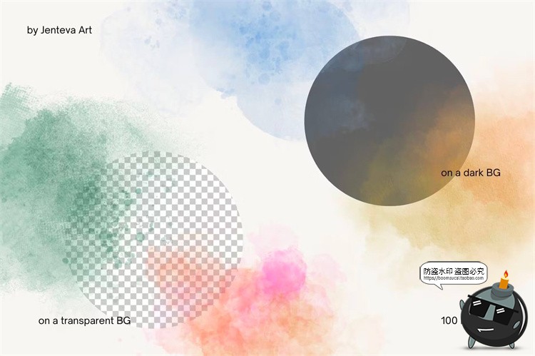 图片[10]-水彩清新森系油墨晕染污渍水洗效果背景底纹纹理PNG免抠图片素材-设计猿