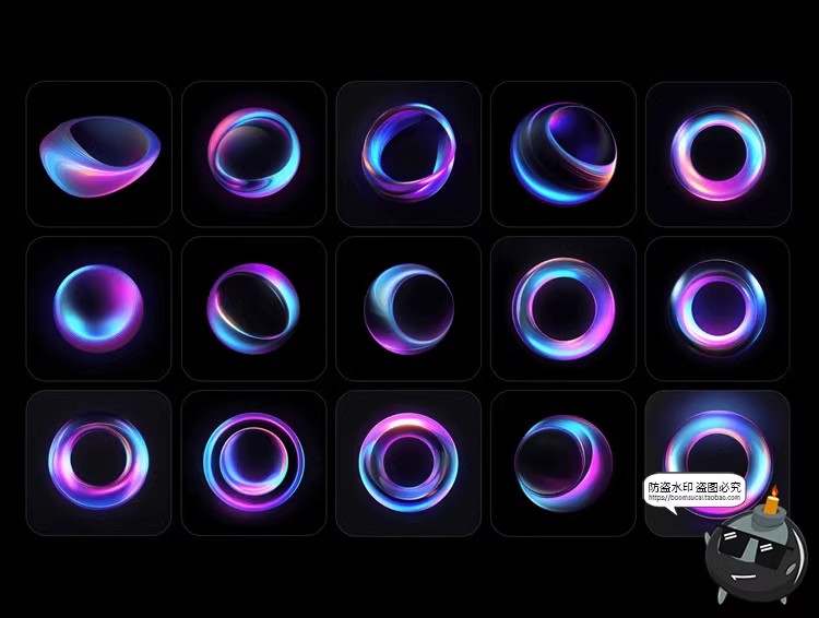 图片[2]-圆形未来科幻全息渐变3D科技抽象圆环海报创意PNG免抠高清图素材-设计猿