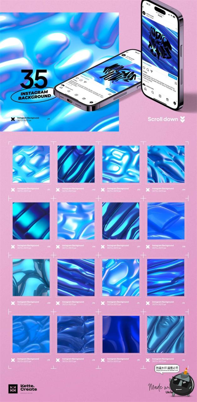 图片[2]-海洋蓝色梦幻波浪抽象艺术光泽液体渐变背景包装底纹JPG图片素材-设计猿