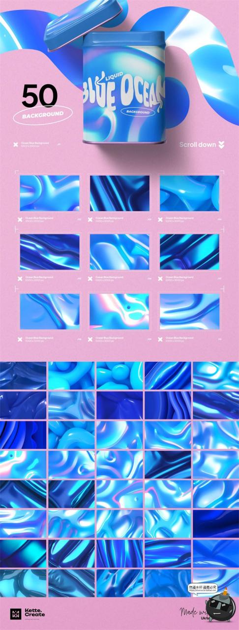 图片[4]-海洋蓝色梦幻波浪抽象艺术光泽液体渐变背景包装底纹JPG图片素材-设计猿