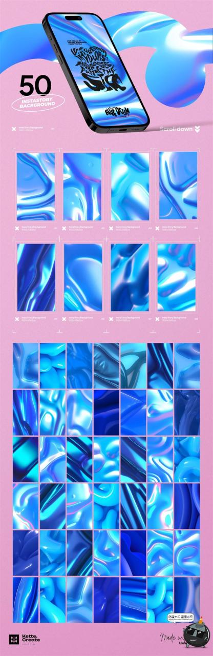 图片[5]-海洋蓝色梦幻波浪抽象艺术光泽液体渐变背景包装底纹JPG图片素材-设计猿