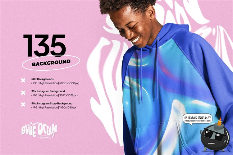 图片[7]-海洋蓝色梦幻波浪抽象艺术光泽液体渐变背景包装底纹JPG图片素材-设计猿