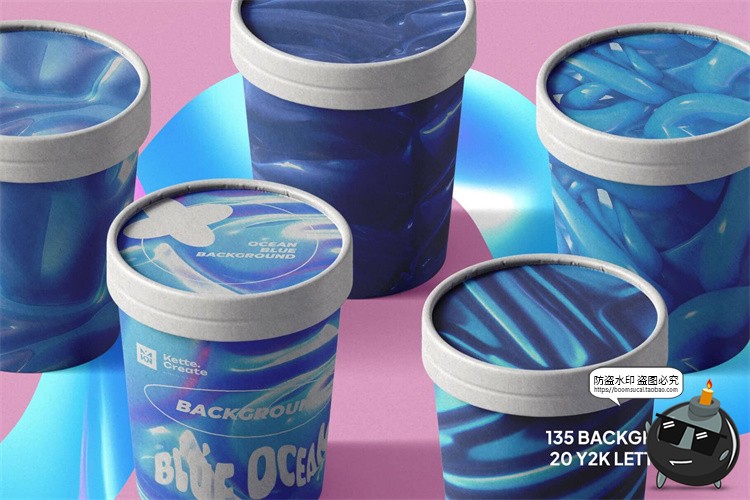 图片[11]-海洋蓝色梦幻波浪抽象艺术光泽液体渐变背景包装底纹JPG图片素材-设计猿