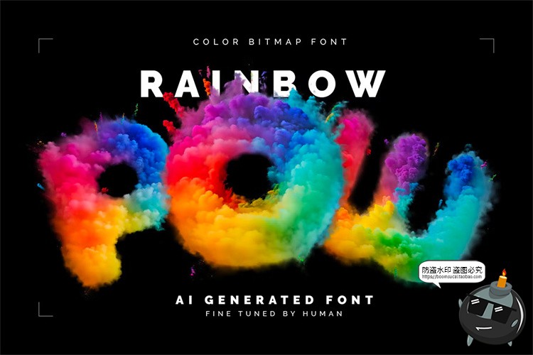 图片[1]-创意彩色烟雾爆炸彩虹渐变粉末英文字母数字符号PNG免抠图片素材-设计猿