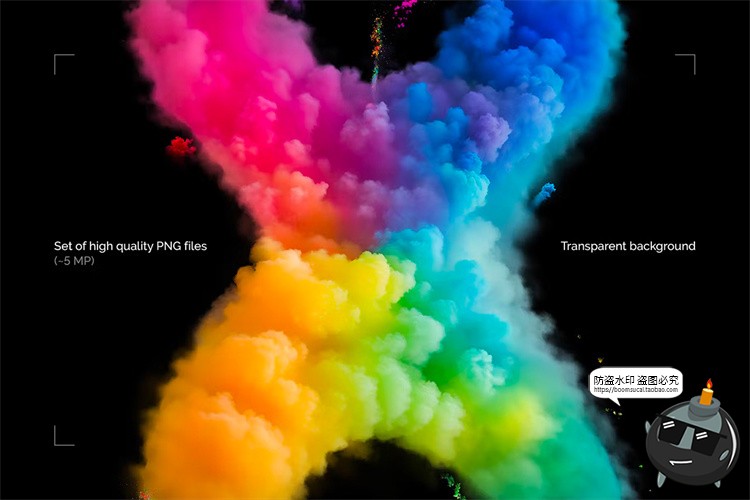 图片[2]-创意彩色烟雾爆炸彩虹渐变粉末英文字母数字符号PNG免抠图片素材-设计猿