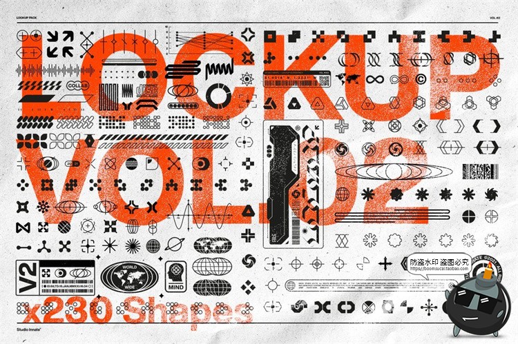 图片[1]-赛博朋克潮流科幻几何logo符号图形装饰元素AI矢量PNG免抠图素材-设计猿