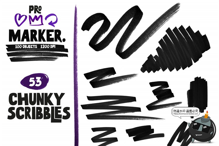 图片[2]-手绘涂鸦乱笔迹笔画粗记号笔马克笔圆圈数字形状图形标记PNG素材-设计猿