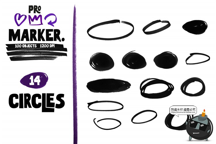 图片[4]-手绘涂鸦乱笔迹笔画粗记号笔马克笔圆圈数字形状图形标记PNG素材-设计猿