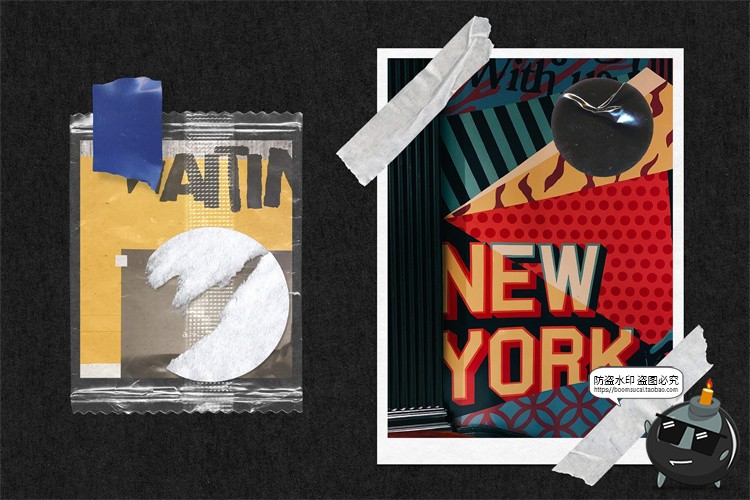 图片[7]-复古潮流做旧褶皱磨损胶带标签贴纸拼贴图剪贴画图片PNG免抠素材-设计猿