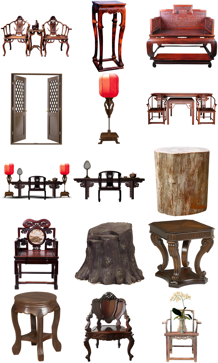 图片[4]-古典家具桌凳椅子门窗户中国复古风古董PNG免抠图片后期设计素材-设计猿