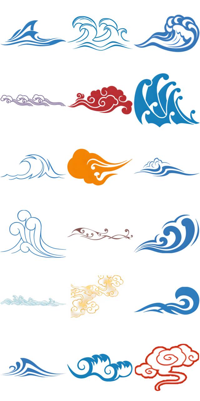 图片[6]-中国风传统古典免抠古风祥云装饰水纹纹样元素PNG透明PS设计素材-设计猿