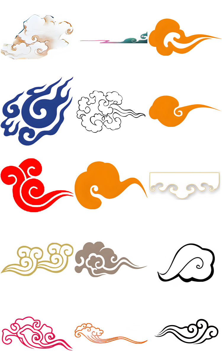 图片[7]-中国风传统古典免抠古风祥云装饰水纹纹样元素PNG透明PS设计素材-设计猿