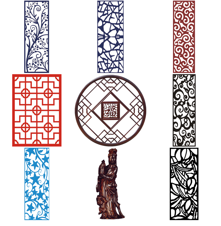 图片[5]-传统古典中国风窗花窗格木屏风隔断装饰元素图片PNG免抠透明素材-设计猿