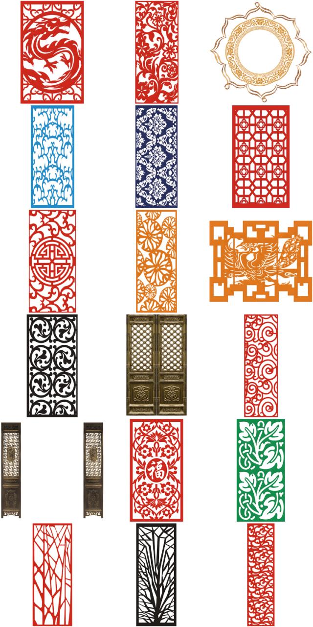 图片[6]-传统古典中国风窗花窗格木屏风隔断装饰元素图片PNG免抠透明素材-设计猿