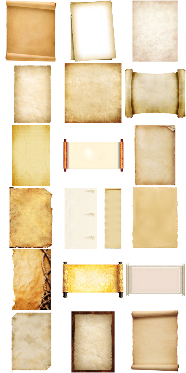 图片[3]-复古牛皮纸羊皮古风卷轴画轴宣纸边框PNG免抠装饰图片背景PS素材-设计猿
