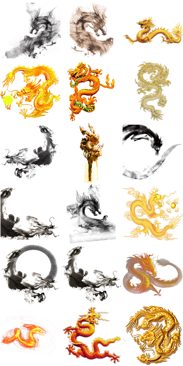 图片[1]-金色龙水墨龙神龙图案图片后期合成美工设计PNG免抠透明PS素材-设计猿