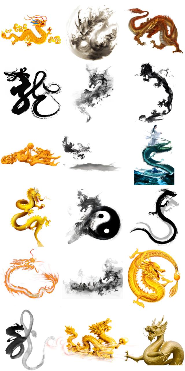 图片[2]-金色龙水墨龙神龙图案图片后期合成美工设计PNG免抠透明PS素材-设计猿