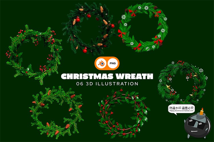 图片[4]-卡通圣诞节3D趣味雪人礼物帽子花圈装饰插图插画PNG免抠图片素材-设计猿