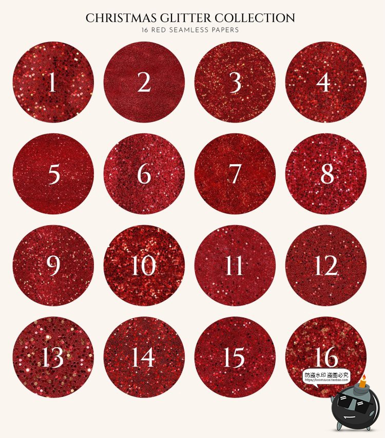 图片[2]-圣诞节氛围红绿色闪粉亮片节日无缝拼接装饰背景底纹JPG图片素材-设计猿