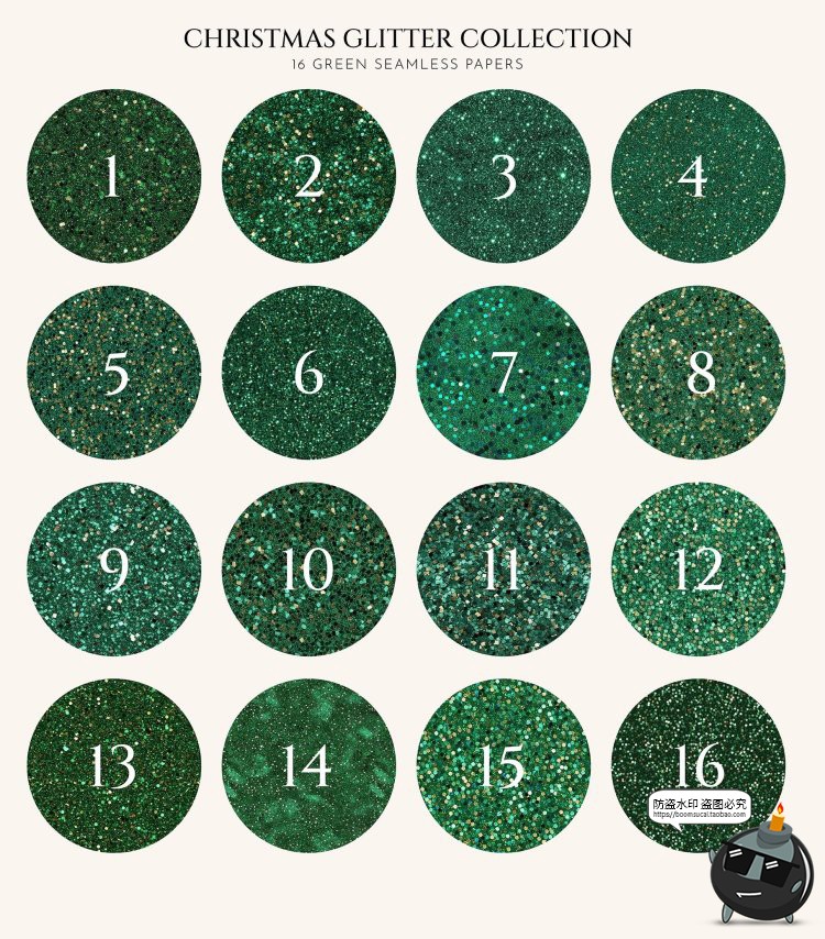 图片[3]-圣诞节氛围红绿色闪粉亮片节日无缝拼接装饰背景底纹JPG图片素材-设计猿