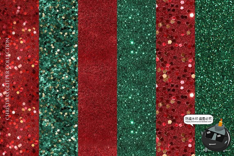 图片[4]-圣诞节氛围红绿色闪粉亮片节日无缝拼接装饰背景底纹JPG图片素材-设计猿