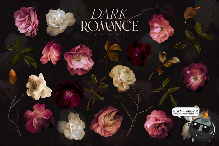 图片[3]-古典优雅手绘油画花卉鲜花插花玫瑰插图插画背景PNG免抠图片素材-设计猿