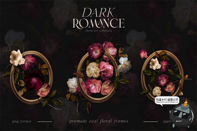 图片[4]-古典优雅手绘油画花卉鲜花插花玫瑰插图插画背景PNG免抠图片素材-设计猿