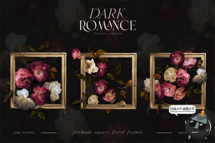 图片[5]-古典优雅手绘油画花卉鲜花插花玫瑰插图插画背景PNG免抠图片素材-设计猿