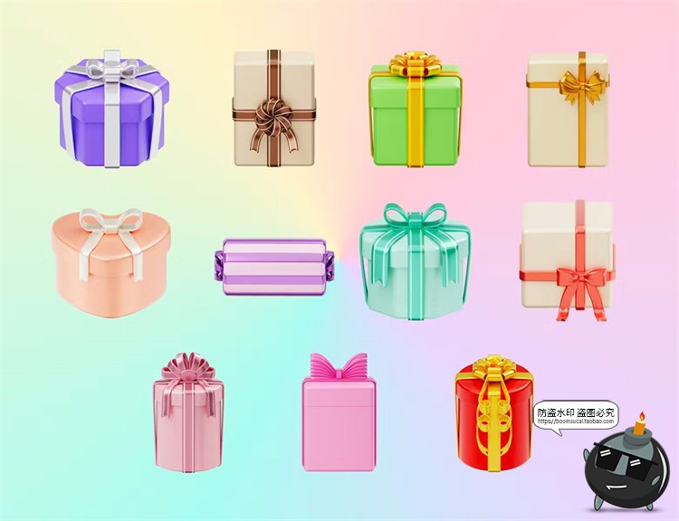 图片[3]-圣诞节新年节日派对生日礼物礼品盒子icons图标PNG免抠图片UI素材-设计猿