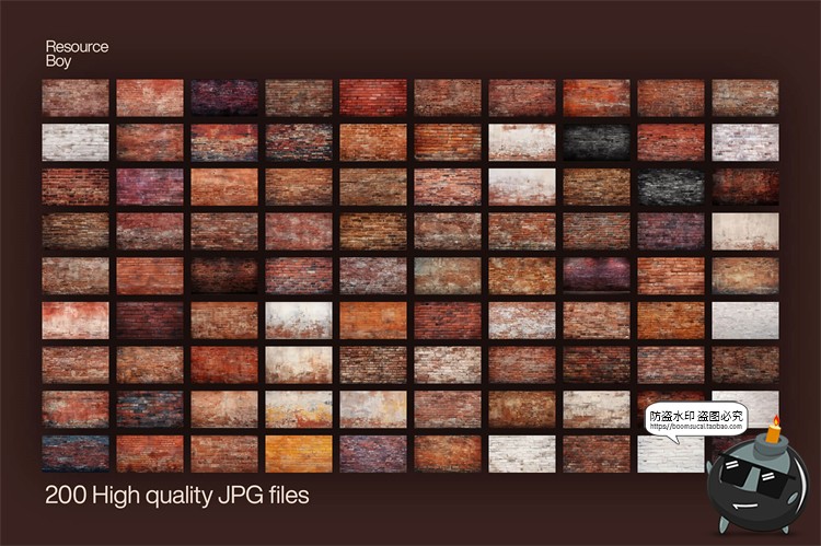 图片[2]-4K高清做旧砖墙文化砖块红砖墙壁背景底纹后期合成JPG图片素材-设计猿