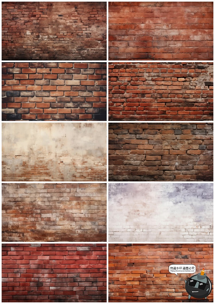 图片[5]-4K高清做旧砖墙文化砖块红砖墙壁背景底纹后期合成JPG图片素材-设计猿