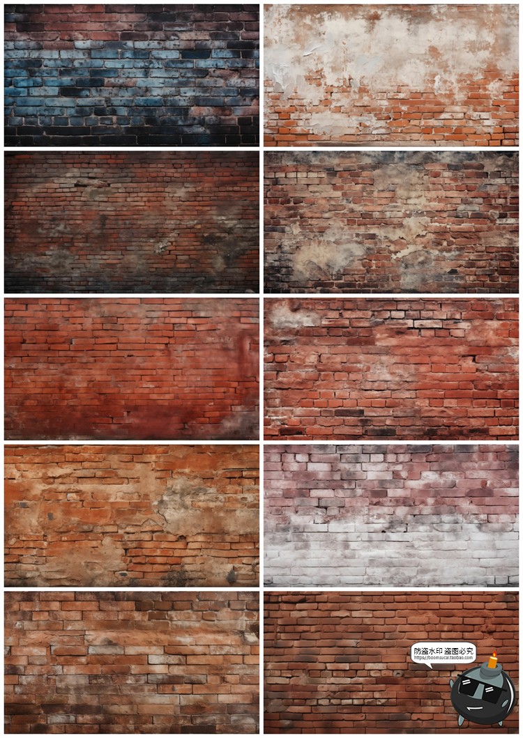 图片[6]-4K高清做旧砖墙文化砖块红砖墙壁背景底纹后期合成JPG图片素材-设计猿