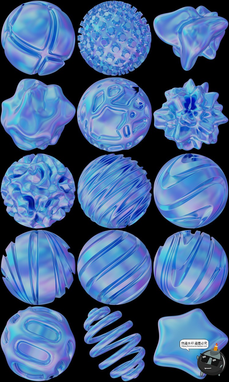 图片[5]-全息科幻镭射抽象艺术立体几何3D图形PNG免抠图片主视觉海报素材-设计猿