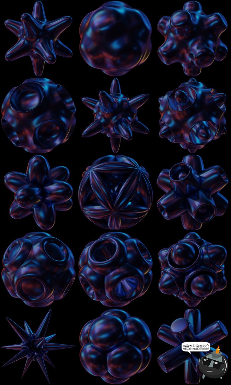 图片[9]-全息科幻镭射抽象艺术立体几何3D图形PNG免抠图片主视觉海报素材-设计猿