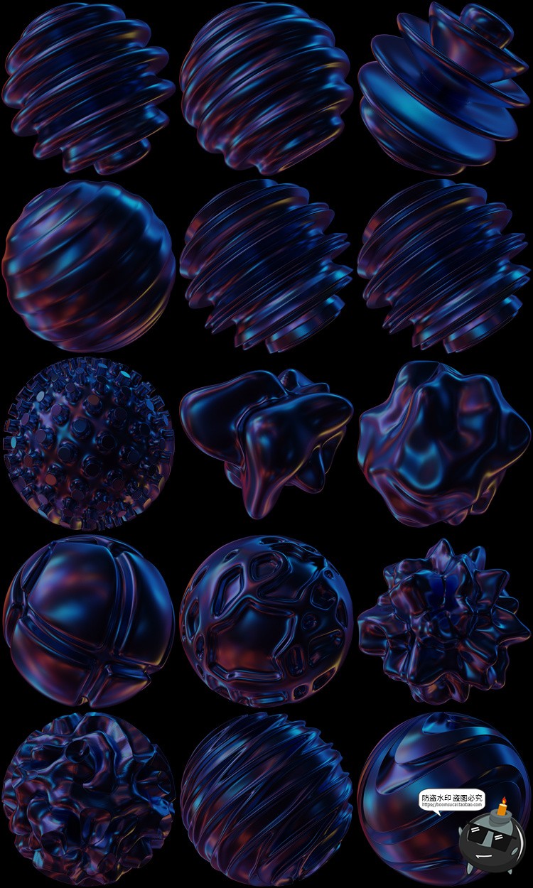 图片[10]-全息科幻镭射抽象艺术立体几何3D图形PNG免抠图片主视觉海报素材-设计猿