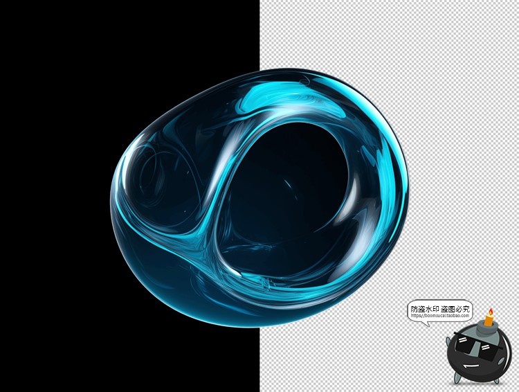 图片[4]-抽象3D艺术图形立体蓝色通透水晶玻璃质感PNG免抠主视觉元素素材-设计猿