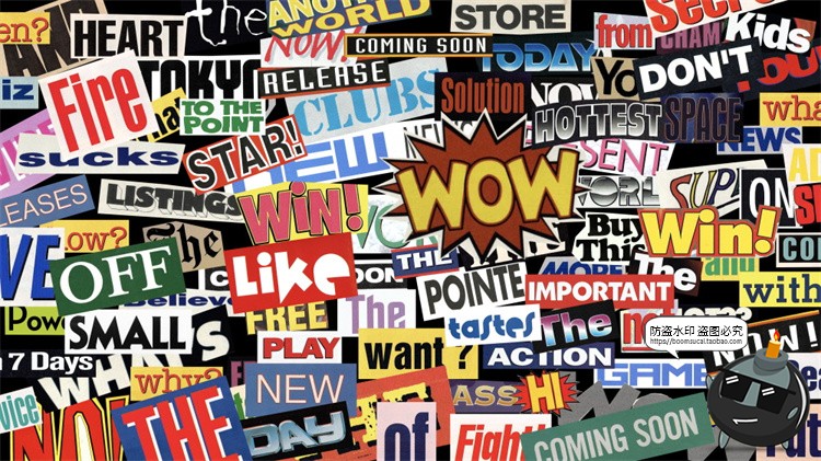 图片[2]-美式复古杂志报纸书籍标题英文单词字母剪贴拼贴画PNG免抠图素材-设计猿