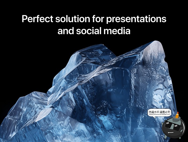 图片[4]-4K幽蓝3D透明晶体水晶冰块结晶冰晶高清背景底纹PNG免抠图片素材-设计猿