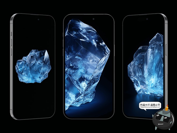 图片[5]-4K幽蓝3D透明晶体水晶冰块结晶冰晶高清背景底纹PNG免抠图片素材-设计猿