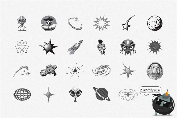 图片[2]-复古潮流艺术科幻半色调抽象VHS低保真怀旧像素PNG元素AI矢量素材-设计猿