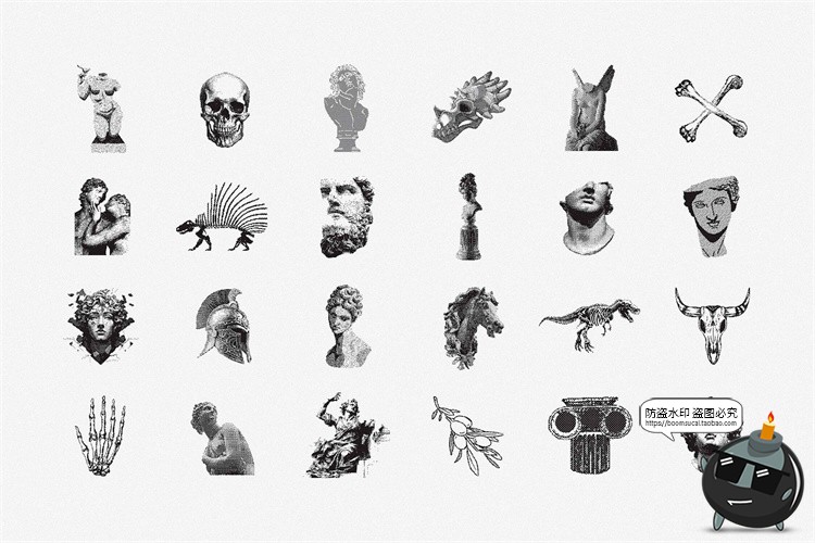 图片[5]-复古潮流艺术科幻半色调抽象VHS低保真怀旧像素PNG元素AI矢量素材-设计猿