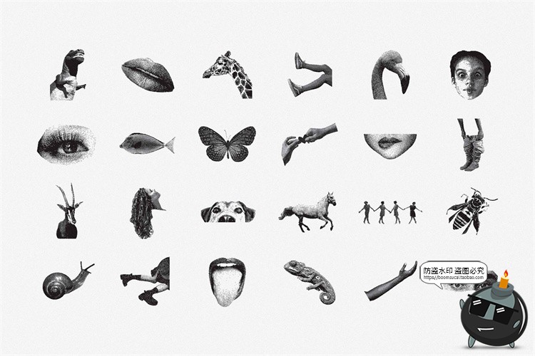 图片[6]-复古潮流艺术科幻半色调抽象VHS低保真怀旧像素PNG元素AI矢量素材-设计猿