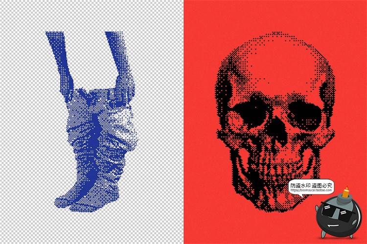 图片[9]-复古潮流艺术科幻半色调抽象VHS低保真怀旧像素PNG元素AI矢量素材-设计猿